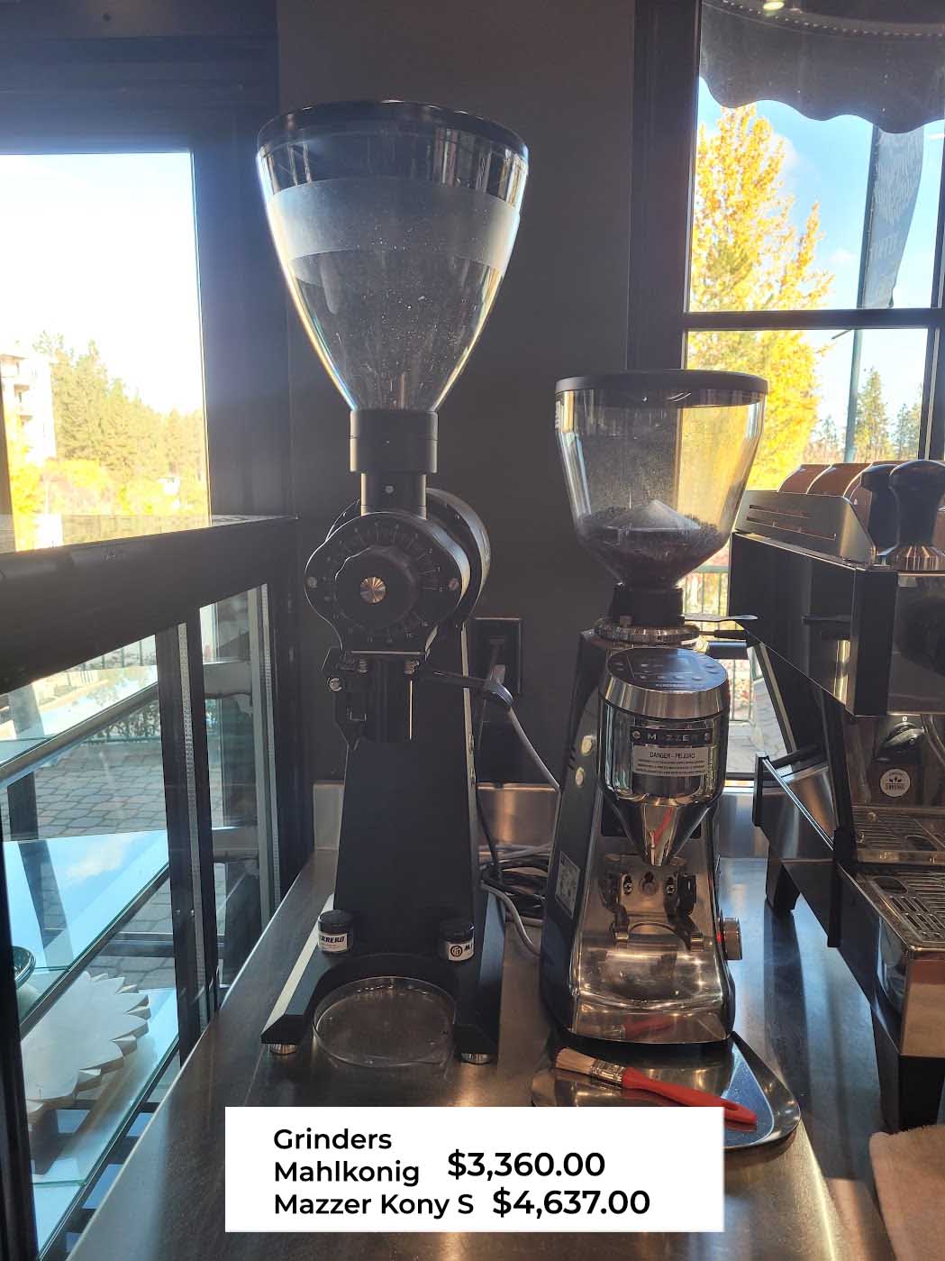 grinders Mazzer Kony S and mahlkonig